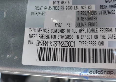 2015 Mazda Mazda3 I Sport from USA, damaged, VIN 3MZBM1K78FM223001